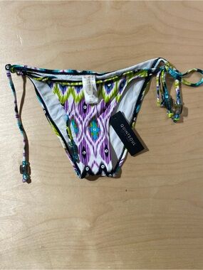 Quintsoul String Bikini Bottom - Purple Green Ikat Print XS (RG)